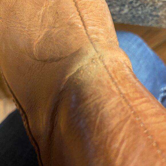 Calvin Klein Odelle Y2K tan leather faux fur lined wedge boots 9.5 - Picture 11 of 11